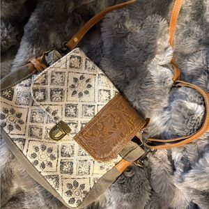 Myra Bag Brown and Cream Crossbody